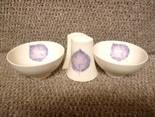 PORTMEIRION DUSK PATTERN SALT & PEPPER + 2 X SMALL BOWLS VGC