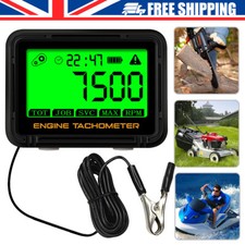 LCD Digital Inductive Tachometer Hour Meter Gasoline Engine Gauge Waterproof UK