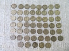 COLLECTION OF 53 SILVER THREEPENCES 1902+ EDWARD V11, GEORGE V, 73.6gs (3)