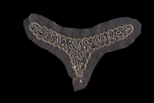 Silver beaded sequined net - silver, &