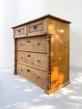 Large Rustic Antique Solid Pine European Style Chest Of Drawers