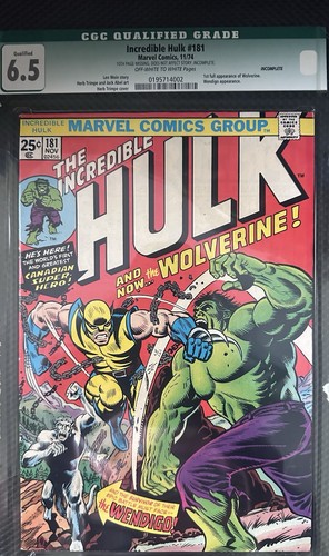 Hulk 181 comic book cgc - 181, 6.5