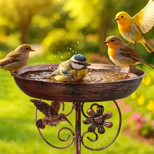 Vintage metal bird - metal, bath