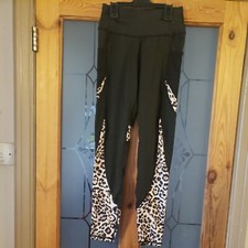 Ladies Black And Leppard Print Pants With Phone Pockets. Size 6 New