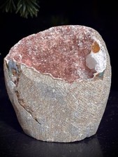 Pink Calcite On Quartz Mineral