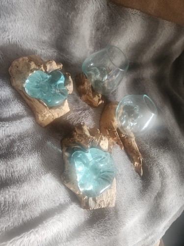 Glass wood ornaments bundle - glass,