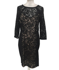 Spotlight By Warehouse Women's Dress Size 14 Black Mix Floral Lace Zip Used F1