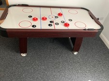 6ft Free Standing Air Hockey Dark Wood Effect Table Game for 2-4 Players
