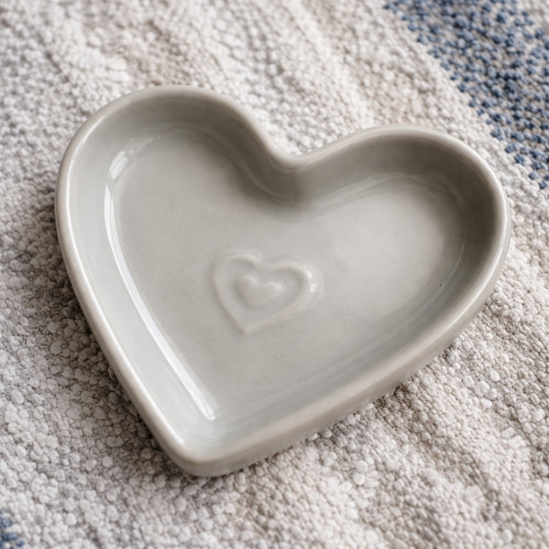 Grey heart teabag - grey,
