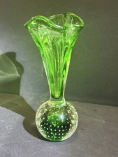 Murano Green Fluted Glass Vase
