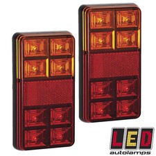 Pair 12v Rectangle Rear LED Trailer Lights *3 YEAR WNTY* Stop/Tail/Indicator 