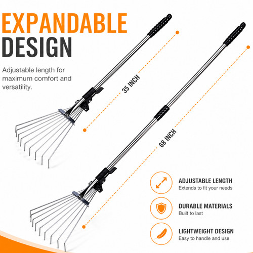 Adjustable leaf rake - ,