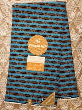 Blue/ Orange/black African Wax