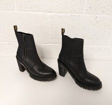 Dr Martens Leather Heeled Boots Black Zip Up - EU 43 / UK 9