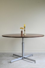 Mid Century Chrome & Rosewood Retro Round Dining Table
