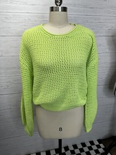 ALC Laney Green Crew Neck Holey Knit Sweater M $350 MSRP