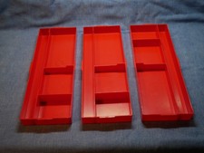 VINTAGE MECCANO - PLASTIC PARTS/STORAGE TRAYS X 3 - RED - 1970s