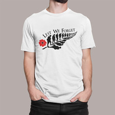 LEST WE FORGET T SHIRT REMEMBRANCE DAY POPPY ARMED FORCES ADULTS KIDS
