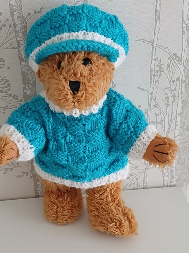 Hand knitted teddy - knitted, outfit