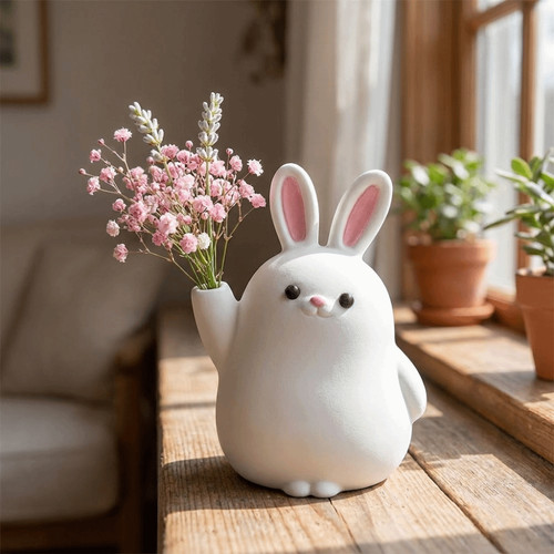 Rabbit vase cartoon - rabbit,