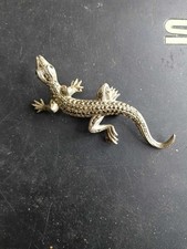 Vintage Silver And Marcasite Brooch Salamander Lizard Stamped "Silver" 6.7cm