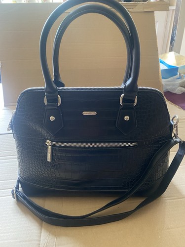 Large black faux croc shoulder - large,
