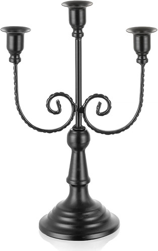 Black 3 arm candelabra - 11.8",