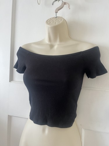 Black ribbed off shoulder - h&m,