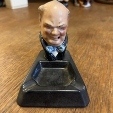 Sir Winston Churchill Ashtray Bust Ceramic Made In England Vintage 1960s Retro