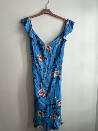 Oasis blue floral viscose midi - blue,