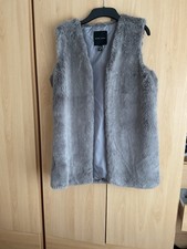 New Look Size 10 Grey Faux Fur Gilet Bodywarmer