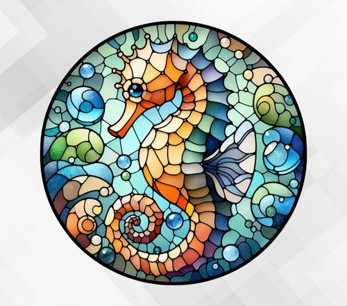 Seahorse stained glass - stained,