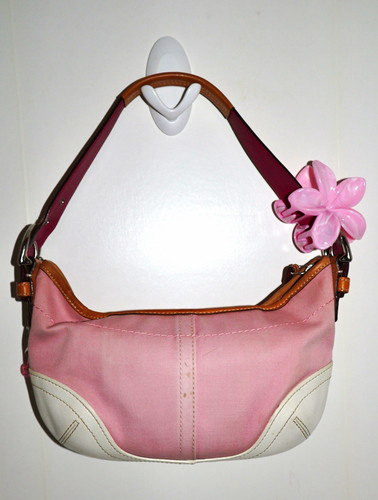 Coach solid pink white small - coach, pink/white