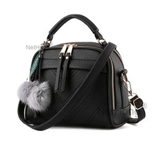 Women Real Leather  Shoulder Bag Across Body Bag Handbag Black