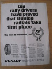 TOP RALLY DRIVERS DUNLOP RADIALS PLY TYRES 1966 ADVERT A4 FILE 7