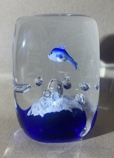 Large Vintage Art Glass Fish Aquarium Paperweight.