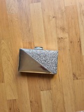 Silver/ Glitter Box Clutch Bag 'quiz' Bnwt