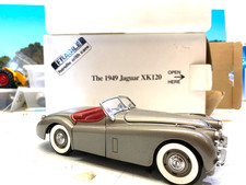 JAGUAR XK120. SPORTS DROP HEAD SOFT TOP. PEWTER,RED TRIM.1:24 Scale.DANBURY MINT
