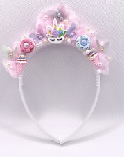 Girls/women Pink Flower Pearl, Unicorn Tiara, headband hair accessory 