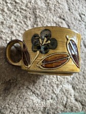 Vintage OTAGIRI Japan Beautiful Stoneware Soup Mugs Bowl Flowers And Leaves