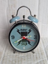 Unusual Bart Simpson SK8 Battery Alarm Clock Traditional 2 Bell Shape VGC