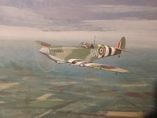 Original painting, aviation art aeroplane 'Spitfire lX 1944' 16x12" Not  print