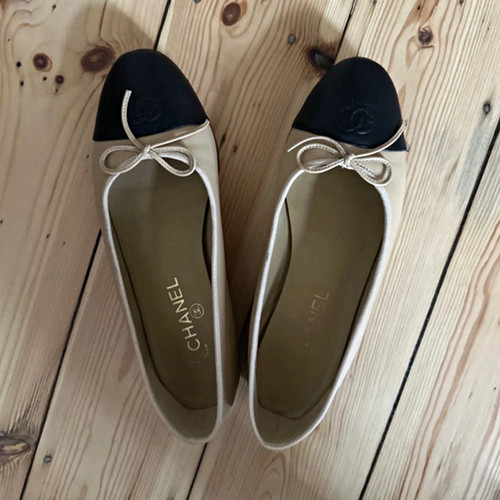 Chanel beige black cap toe - beige/black,