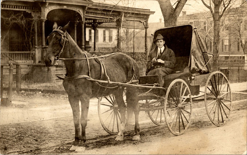 Rppc horse drawn carriage - drawn,