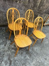 Set Of 4 Blonde Ercol Dining Chairs 