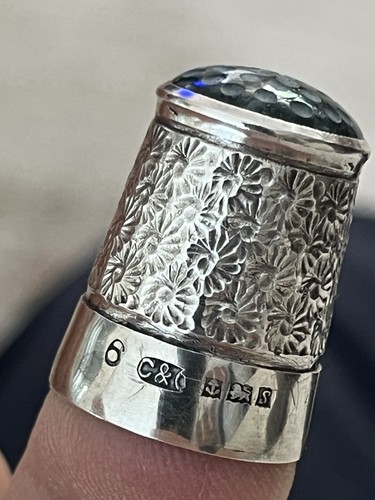 Antique silver thimble collins - antique,