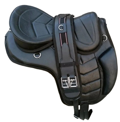 Black leather treeless - leather, horse
