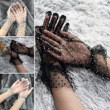Lady Vintage Lace Gloves Polka