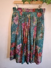 Floral Green Wool Skirt Geiger Vintage Midi 42