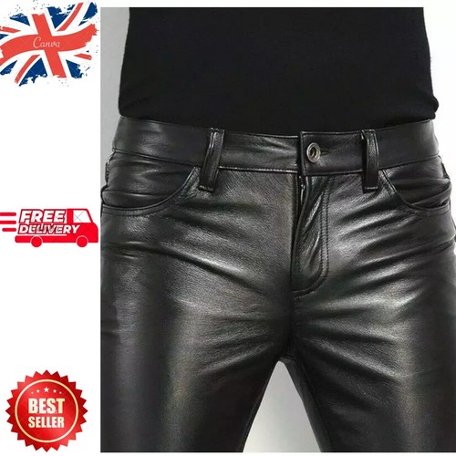Leather men pants - pants, slim